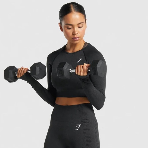 VITAL SEAMLESS 2.0 LONG SLEEVE CROP TOP GYMSHARK - Picture 11 of 13